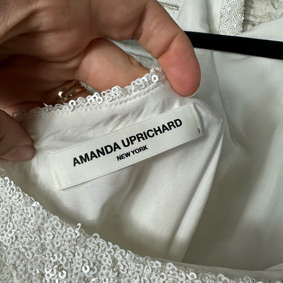 Amanda Uprichard REVOLVE Dress White Sequin Samba Maxi Halter S - Picture 3 of 9
